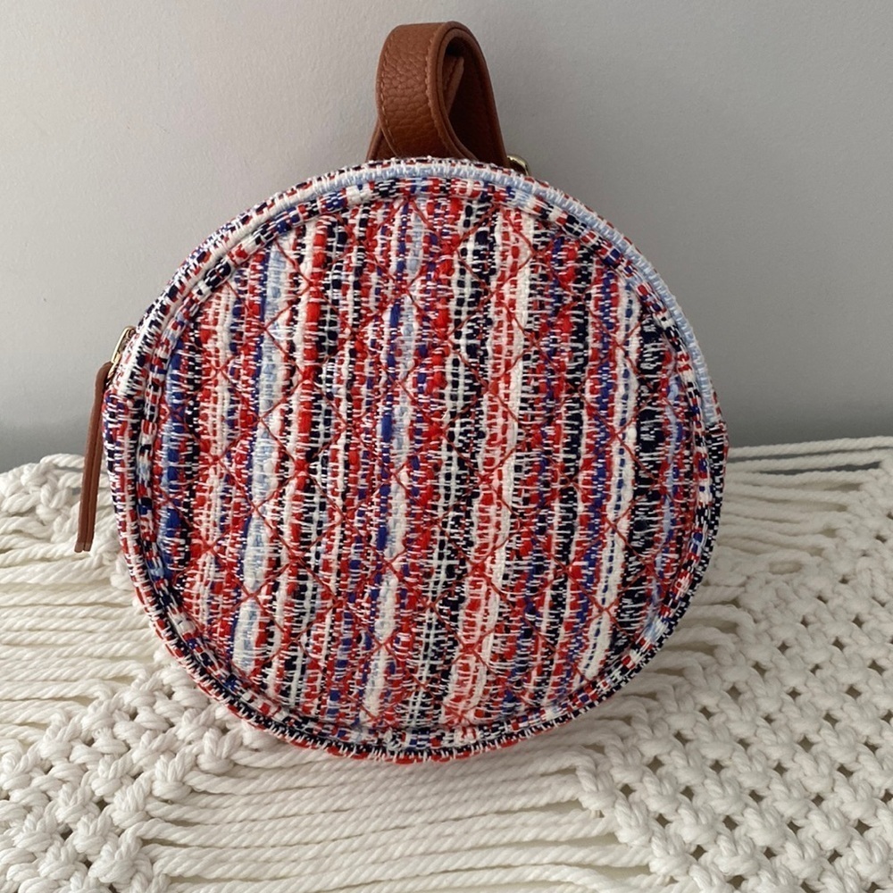 Girl’s Round Tweed Backpack Zippered Purse Janie And Jack Multicolored OS